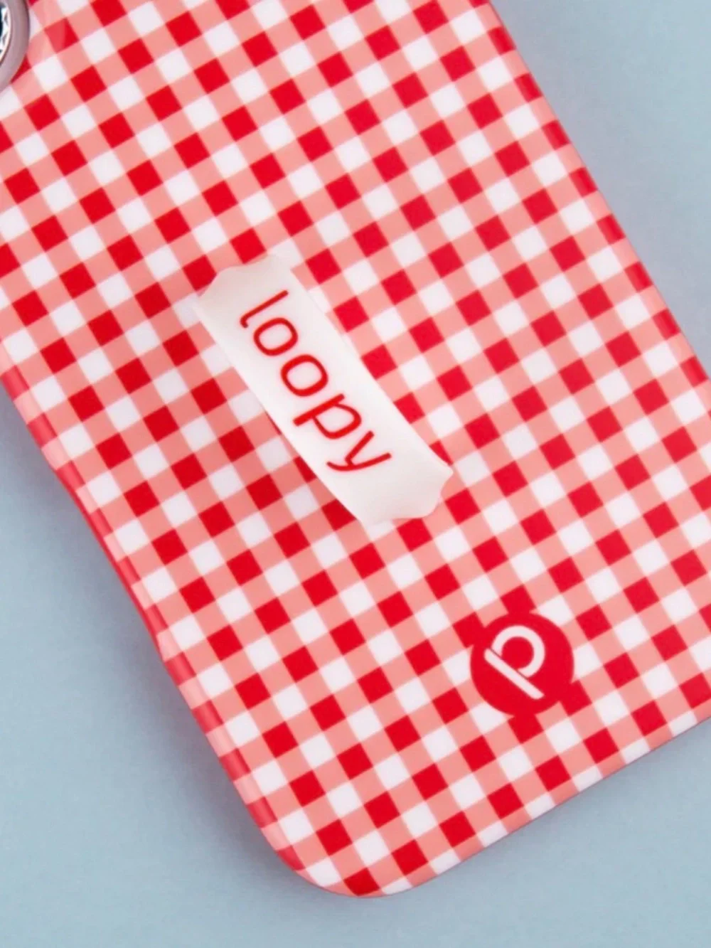 Loopy iPhone 16 Plus Red and White Checked + Holiday Bows Loop